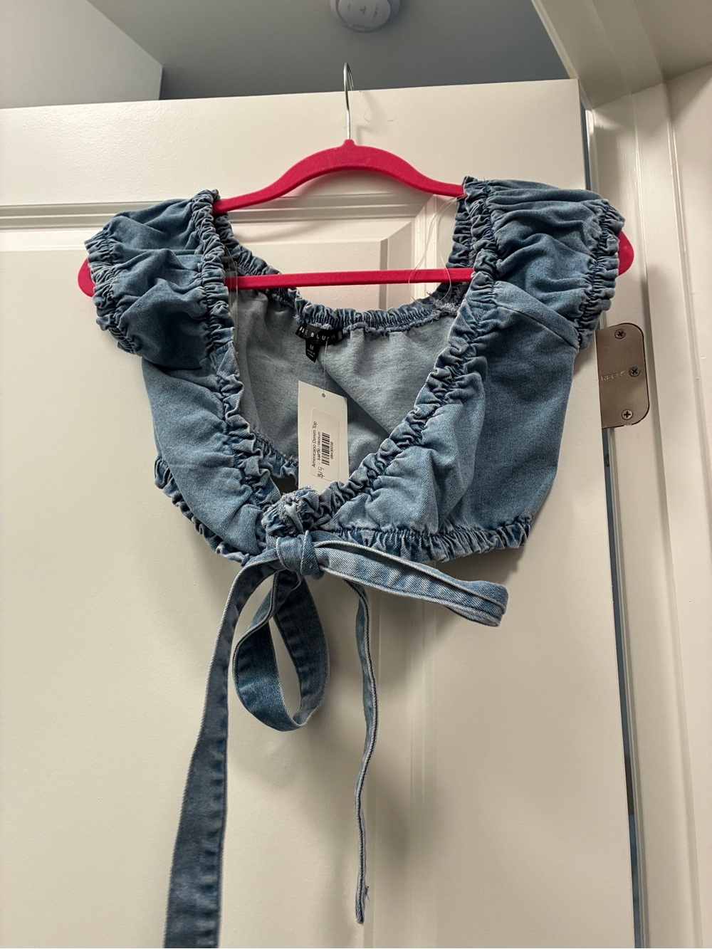 Blue Blush Americano Denim Top Womens Size Medium NWT